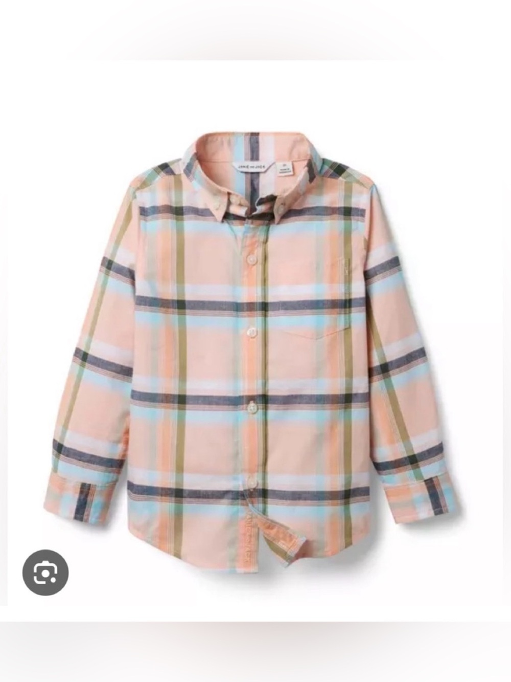 Janie and Jack  Boys' Peach Plaid Button-
Down Shirt Size 6